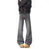 Jeans grises de pierna ancha estilo American high street para hombre, nuevo modelo primavera/otoño 2026, pierna recta holgada, relajados, pantalones hasta el suelo