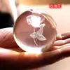 Bola de Cristal Gravada a Laser 3D K9 Bola de Vidro Luz Noturna com Base de Madeira Decoração Criativa para Mesa de Escritório Casa Presente de Aniversário