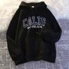 Moletom com Capuz Estilo Americano Retrô Estampado com Letras para Homens e Mulheres Outono e Inverno Nova Jaqueta de Veludo Casual Versátil Tendência
