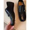 Versión de Piel de Oveja~Mocasines Retro de Piel Genuina con Puntera Cuadrada y Hebilla de Cuero Tallado para Mujer, Versátiles Zapatos Negros de Cuero para el Trabajo