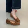 Zapatos Individuales Versátiles de Tacón Oculto, Punta Cuadrada, Estilo Retro Francés, Slip-on, Suela Suave, Corte Bajo, para Mujer, Otoño 2026, Zapatos Pequeños para el Trabajo