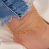 Joyería Transfronteriza Europea y Americana Cadena Plana de Serpiente Simple y Personalizada Cadena Retorcida Juego de Tres Piezas para el Tobillo Nuevo Tobillera de Moda para Mujer