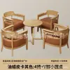 Sillón individual para salas de estar pequeñas, juego de mesa y sillas de ocio para balcón, silla para dormitorio de hotel y casa de huéspedes, estilo madera natural