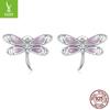 Prata Ziyun original 925 prata Menina Rosa Libélula brincos pequeno estilo pastoral requintado brincos brincos SCE1414