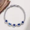 Pulseira de Zircônia Geométrica de Safira de Corindo Vermelho de Luxo Leve de Alta Qualidade Acessórios Modernos Versáteis de Tendência Joias Femininas