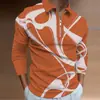Nova camisa social masculina transfronteiriça, estampa de moda europeia e americana, top masculino casual de manga longa com estampa digital, corte slim