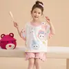 Pijama de verano para niña, fino, de algodón para niños, traje de manga corta y shorts, ropa de casa linda de dibujos animados para niñas