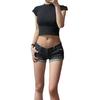 Talla grande chica gordita Shorts de mezclilla de cintura baja para mujer Verano delgados Ropa exterior ajustada Elásticos Línea A Super cortos Hot pants para chicas sexys