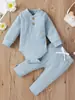 Amazon Conjunto de Roupa para Bebê Menino Primavera Show Macacão de Manga Longa com Gola Henley + Calça Casual Ajustada Conjunto de Duas Peças