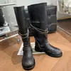 Colección Europea 2026 Otoño/Invierno Nuevas Botas Largas Vintage de Piel de Vaca Desgastada para Mujer con Tacón Cuadrado y Hebilla Botas Altas de Monta