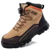 Zapatos de seguridad altos para hombre, anti-aplastamiento, anti-perforación, cómodos, resistentes al desgaste, zapatos de seguridad para trabajo en taller