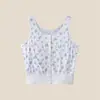 Chaleco de Verano de Algodón Puro Abierto por Delante con Copas en el Pecho, Costilla Cómoda Anti-Golpes, Camisola sin Espalda para Personas de Mediana Edad y Mayores