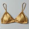 Sujetador de copa triangular francés sexy de seda para mujer, pecho pequeño, ropa interior especial de satén fino de alta gama, encaje pequeño de verano