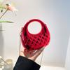 Bolso de Pan Brillante Estilo Tweed, Bolso Cruzado de Cadena Acolchado Acrílico de Color Caramelo para Cena, Bolso de Mano Media Luna