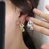 Arete de Oreja de Plástico Transfronterizo Esférico con Forma de C Moda Europea y Americana Versátil Personalidad Sentido de Alta Gama Pendientes Elegantes de Celebridad de Internet para Mujeres