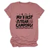 Meu primeiro ano acampando Amazon eBay site independente moda casual feminina camiseta gola redonda manga curta