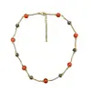 Cadena para Clavícula Estilo Retro Angora Rojo Original Nuevo Collar de Ágata Roja Collar de Lujo Ligero de Alta Gama para Mujer