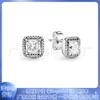 Pendientes Pandora de Cobre Blanco Plata de Ley S925 Corona Clásica Trébol de Cuatro Hojas Pendientes en Forma de Corazón Pendientes Pendientes para Mujer
