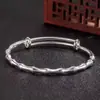 Pulseiras de Casal Sandblasted de Bambu Estilo Chinês Novo, Doce Amor de Infância, Bambu da Sorte Ajustável Puxe-Empurre