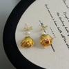 Aretes de Flores Naturales Originales Flor Rosa Aretes Diseño para Mujer Viento Palaciego Aretes de Perlas de Agua Dulce Aretes de Mano