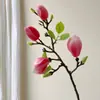 Flor Artificial de Magnolia con Textura de Película 3D de Alta Imitación Estilo Chino Decoración para Sala de Estar Entrada Mesa de Comedor Adorno Flor de Plástico
