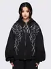 Moda Femenina Otoño/Invierno 2025 Sudadera con Cremallera Estampado de Patrón Pintado a Mano Estilo Callejero Ropa Transfronteriza Europea y Americana