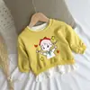 Conjunto Falso de Dos Piezas para Niñas Primavera y Otoño Moda Coreana Sudadera y Pantalones Niña Celebridad de Internet Dibujos Animados Infantiles Conjunto Falso de Dos Piezas