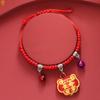 Festival del bote del dragón cuerda roja pulsera para niños tejida a mano zongzi cuerda de mano bolsita pequeña año animal Cabeza de tigre Pequeño regalo para bebé