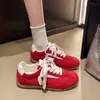 Zapatos de Entrenamiento Alemanes de Bloques de Color de Moda para Mujer Verano Retro Versátiles Nuevos 2026 Zapatos de Tabla Suela Plana Zapatos Deportivos Casuales Estilo Coreano con Cordones