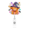 Capa de Halloween, fantasma de guaxinim, clipe de jacaré retrátil, porta-crachá de identificação de puxar fácil, carretel de presente médico giratório, fivela de liberação fácil