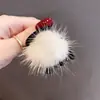 Flequillo de Pelo de Visón de Gama Alta para Otoño e Invierno Pinza Pequeña Lindo Súper Hada Bola de Pelo Pinza para el Cabello de la Frente Accesorios para el Cabello