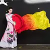 Abanico de Baile, Abanico Largo de Seda, Abanico de Llama Degradado Tricolor, Abanico de Carpas Koi, Abanico Largo para Danza del Vientre, Abanico para Danza Cuadrada, Abanico para Baile de Salón