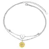 Design Criativo Amazon Pingente Girassol Amarelo 26 Letras Amor Aço Inoxidável Pulseira em Camadas Joias para Mulheres