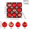Bolas de Natal Transfronteiriças, Conjunto de 9 Peças, Bolas Decorativas de Plástico Galvanizado, Acabamento Espelhado e Acabamento Fosco, Enfeites para Árvore de Natal, Conjunto Embalado, Atacado