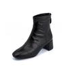 Botas de Invierno 2024 Nuevas Llegadas para Mujer Atuendo Sentido de Alta Gama Populares en Internet Botas Delgadas Patrón de Cuero de Caballo Lavado Estilo Coreano Botas de Mujer con Tacón Grueso