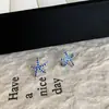 Pinza para Oreja de Zirconia Estrella de Mar Azul para Bobina de Mosquito para Mujeres Sin Perforaciones, Pendientes Pinza para Oreja Versátiles de Lujo Ligero de Moda al por Mayor