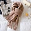 Cachecol Haima Hair Britânico Cor Sólida Versátil Quente de Inverno Alongado com Franjas para Homens e Mulheres Exportação Europeia e Americana Cachecol Grosso com Barba