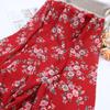 Nueva fábrica de impresión de ropa de cáñamo Rosa Hibisco Vintage venta al por mayor tela de falda maxi estampada de poliéster