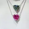 Collar con Cadena de Moissanita de Color en Forma de Corazón de 5 Quilates, Collar de Diamante de Moissanita Exagerado Europeo y Americano, Nuevo Modelo de Venta Caliente Transfronteriza al por Mayor
