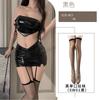 Traje de cuero de discoteca para chicas salvajes y calientes, tirantes para chicas calientes, falda atractiva y ajustada para la cadera, lencería sexy, una generación de pelo
