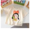 Nova Camiseta com Boneco Tridimensional de Desenho Animado Infantil Manga Curta Algodão Puro Meninos e Meninas Verão Peça Única Crianças Médias e Grandes Vestido Familiar