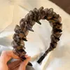 Diadema Vintage con Peine para Dientes Estampado de Leopardo para Mujer, Nueva Red de Malla Alta Calavera para Adelgazar el Rostro, Pinza para Cubrir la Raíz del Cabello y Peinar