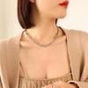 Estilo Ins geométrico europeo y americano, traje de pulsera y collar con hebilla en forma de U, cadena desnuda de acero de titanio simple de lujo para hombres y mujeres, primera generación de pelo