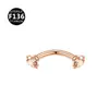 F136 Aleación Doble Cabeza Circonita Incrustada Rosca Interna Barra Curva Stud para Ceja 0.9 Rosca Interna 6-10mm Joyería para Piercing Corporal