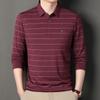 Camiseta de manga comprida camisa polo masculina fina listrada top primavera e outono fundo nova camiseta pai camiseta masculina atacado
