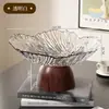 Nuevo Plato de Fruta con Grano de Madera de Patas Altas con Forma de Pétalo para Sala de Estar, Charola de Fruta Simple con Drenaje para Uso Doméstico, Charola para Exhibir Bocadillos y Frutas Secas en Mesa de Centro