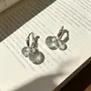 Brincos Pequenos de Cereja com Bola de Cristal Transparente, Novos Brincos de Primavera e Verão, Brincos Duplos de Gota Prata-Branco, Presilhas de Orelha Estilo Nicho