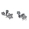 Clavo de Hueso de Oreja Pequeño de Arco con Estrella de Cinco Puntas Incrustada de Diamantes Japoneses y Coreanos Clavo de Oreja Libre para Dormir Tornillo de Acero de Titanio Hebilla de Tornillo Pendientes Exquisitos