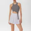 Oferta EspecialSaia de Tênis Feminina, Top de Manga Curta, Conjunto de Treino Pilates Yoga, Calças Compridas, Shorts
