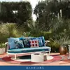 Sofá de Jardín para Villa al Aire Libre Sillón de Sofá Tejido de Cuerda al Aire Libre Set de Mesa de Café Sofá Curvo de Jardín para Ocio Hotel B&B